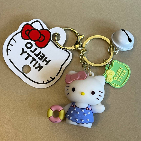 NEW Hello Kitty Swimsuit KEYCHAIN Key Clip Mini Figurine Purse Fob Bag Charm - Picture 4 of 6